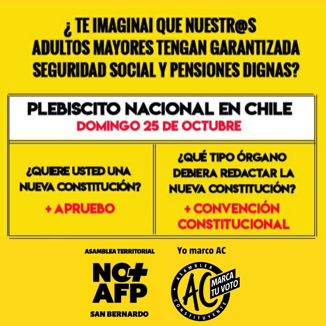 asamblea_san's tweet photo. #AprueboSeguridadSocial 
#ConvenciónConstitucional
#NoMásAFP 
#DerogarDL3500 
#MarcoAC https://t.co/KtRPMIpwJR