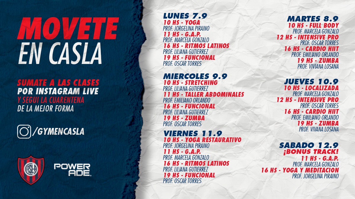 SanLorenzo's tweet photo. #MoveteEnCASLA 🔵🏠🔴
😉 ¡A prepararse, Cuervas y Cuervos, que mañana continúan las clases por IG Live! 👇
📲 https://t.co/CVx93FCGHH
💃🕺 Ritmos latinos
🧘♀️🧘♂️ Yoga
🦵 Cardio HIIT
🏋️♀️🏋️♂️ Funcional
🤸♀️🤸♂️ Stretching
📅 Chequeá la agenda completa hasta el sábado 👇 https://t.co/cDvy0yHJ1w