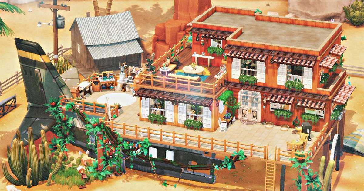 buildingwsims's tweet photo. This build is now available!! On the gallery under ID: buildingwithsims , it’s called “Plane’s Get-Away” :) look below for more pictures! (1/3) #ShowUsYourBuilds #TheSims #Sims4 https://t.co/z7b3SAyTOR