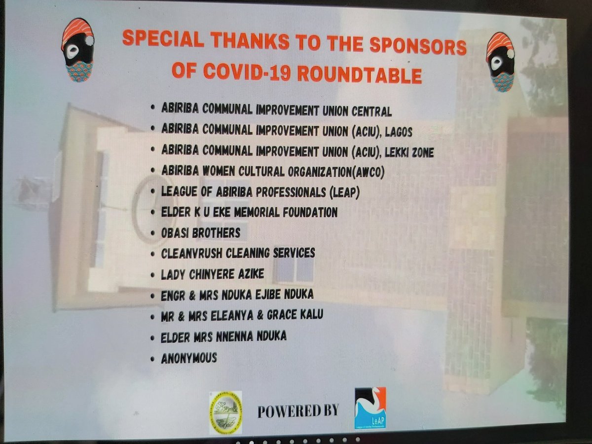 okenwakalu's tweet photo. Thank you @LeAPng and all sponsors of #Abiriba #COVID19 roundtable @Ozedism @ikeanya @PhilipsAkwari https://t.co/zC94P3Q4h9