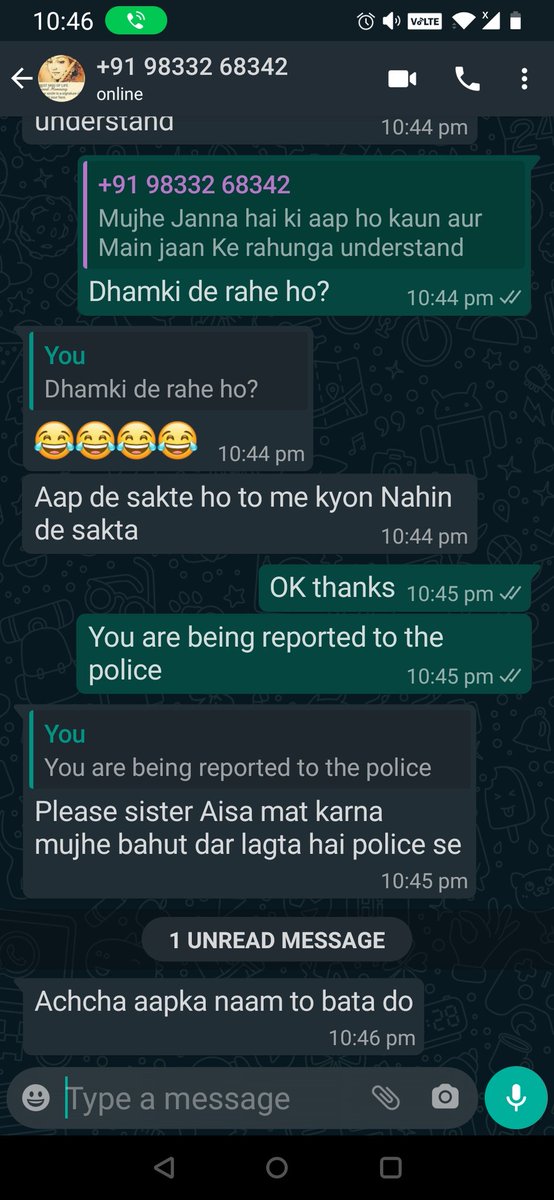PalomaSharma's tweet photo. Hi @MumbaiPolice. Getting multiple calls from this unknown number: +918928947087 

Additionally messages from another unknown number. 

Please could you help? https://t.co/FeydOYoAbl