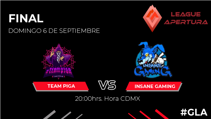 Y hoy se viene la gran final 

<a href="/teampiga/">#TeamPiga</a> vs <a href="/InsaneGamingARG/">Insane Gaming 🤍💙</a> por el campeón de APERTURA.

#GLA