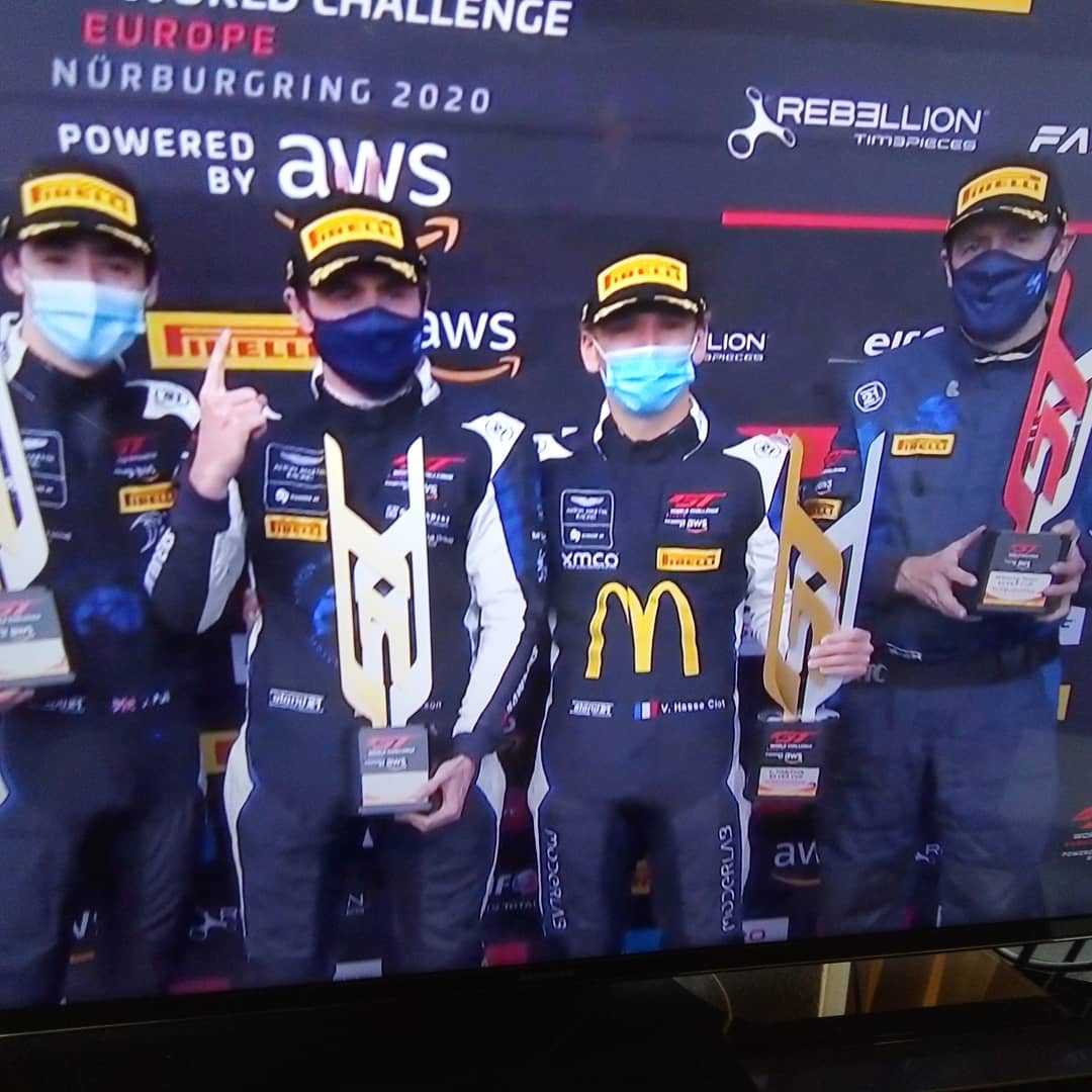 Petrolheadsarah's tweet photo. Huge congrats to @ValHasseClot @andrew_watson11 @jamespullracing on their mega victory in @GTWorldChEu #SilverClass &amp; #P12 o/a in their #159 @Garage_59 @AMR_Official #Vantage @nuerburgring They  raced superbly, the car never missed a beat! #podium #winners #GTWorldChEu 🙂🏁🏆🍾🎉 https://t.co/4Ylv18g3PK
