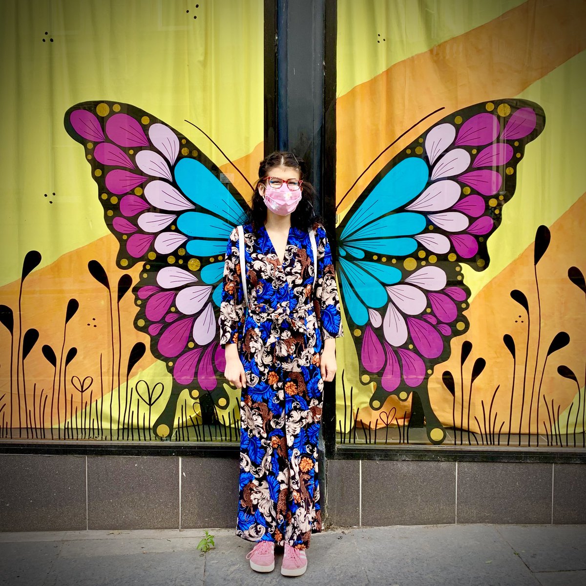 WhimSicALLusH's tweet photo. Hereโs the other half of my #DundeeWindows installation! Part of the brief was to make the art interactive so I thought you all might love a colourful butterfly so you can pretend youโve got wings! The butterfly represents green #Dundee & our cool wee city flying into the future! https://t.co/bAk1MvpYrc