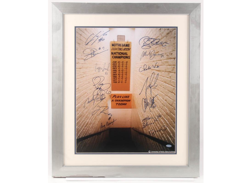 commandersCR's tweet photo. If you love Fighting Irish Football, then this photo autographed by Notre Dame legends is for you! Autographs include by Joe Theismann, Rudy Ruettiger, Joe Montana &amp; more 🍀

Don’t miss out on this collector’s item, BID NOW ➡️ https://t.co/c7Rhgof5hB https://t.co/mR8EzCn6Vi