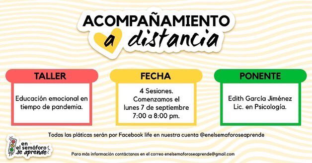 JemimaPelaez's tweet photo. Taller  gratuito sobre educación emocional en tiempo de pandemia. Lunes 7 pm por Facebook life #enelsemaforoseaprende https://t.co/hLDV2j8Egc
