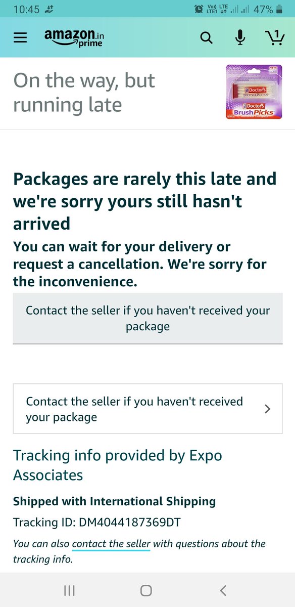 BeenaThacker2's tweet photo. @amazon @AmazonHelp @amazonIN 

I have not received the item i ordered before 1 month,Which was prepaid.Message is coming u can cancle order or wait.What is the assurance if it will be delivered?? I want to cancel the order but no option is available to cancle the order. https://t.co/A8Vu7xHBqe