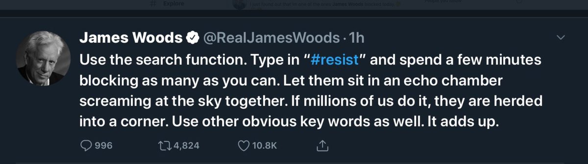 JoshMalina's tweet photo. Use the search function. Type in "predator," "accused, " and "Tamblyn." Then block @RealJamesWoods.  He's vile. https://t.co/e6jgqfsZ9s