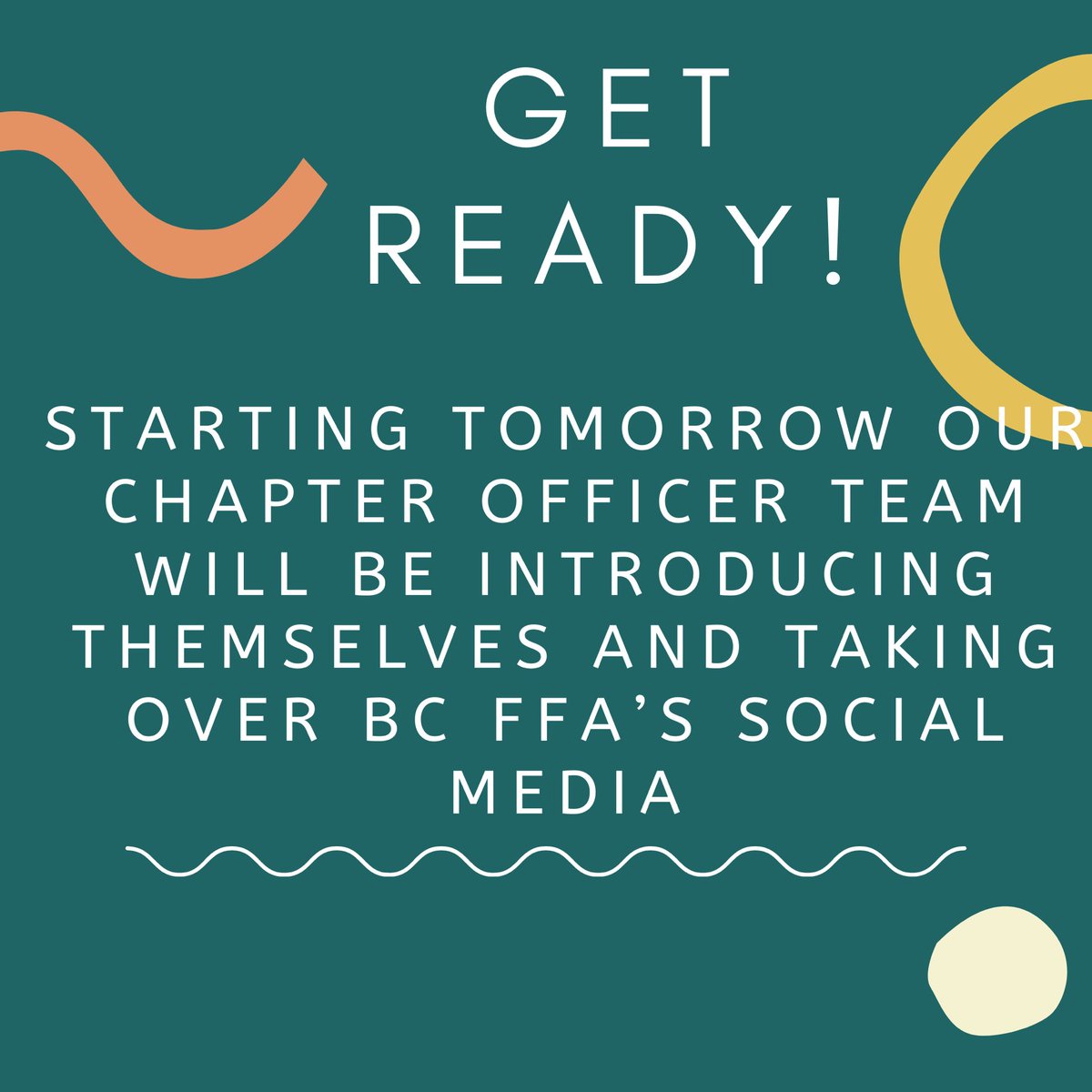 bchsffa's tweet photo. Get Ready! This week will be the start of our Chapter Officer social media take over. #bcffa #chapterofficerintroductions #socialmediatakeover https://t.co/lZ4q1Z9sRg