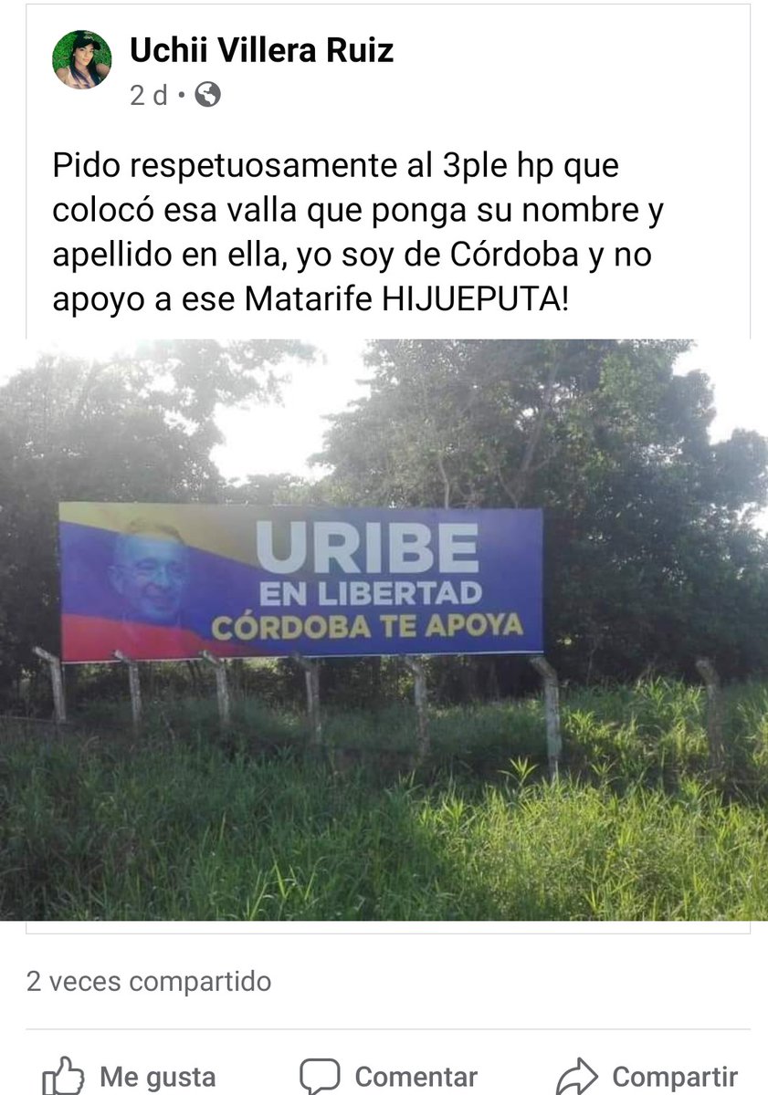 Luis10337702's tweet photo. @MafeCarrascal @Edizsan5808Diaz #QueFoto
En Córdoba tierra del Uberrimo.
La imagen es muy diciente. https://t.co/YvFszQ1Knw