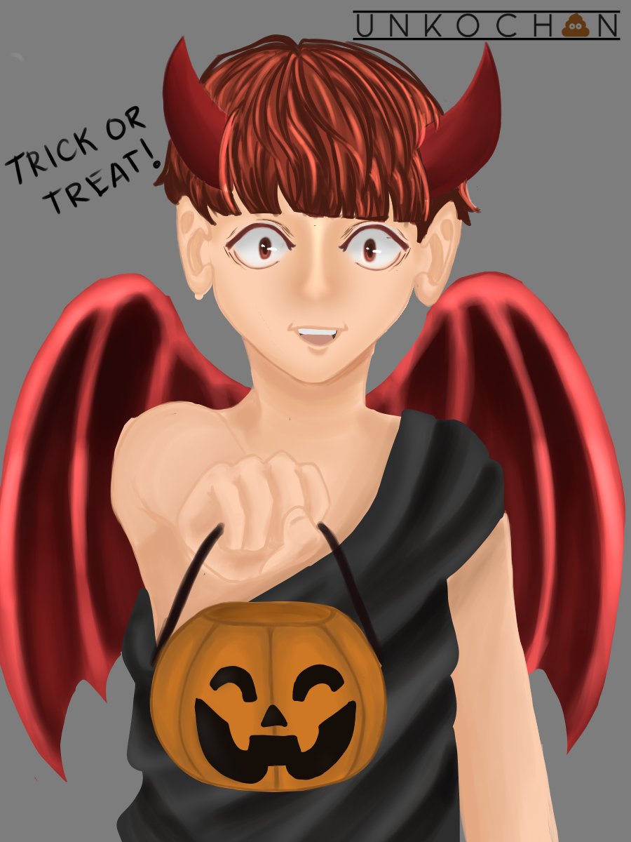 ammapoop's tweet photo. Day 1: Holiday - Angel/Demon
---
"Trick or Treat!!"

#UshiTenweek2020 #haikyuufanart #haikyuu https://t.co/UNy2Hw8GrI
