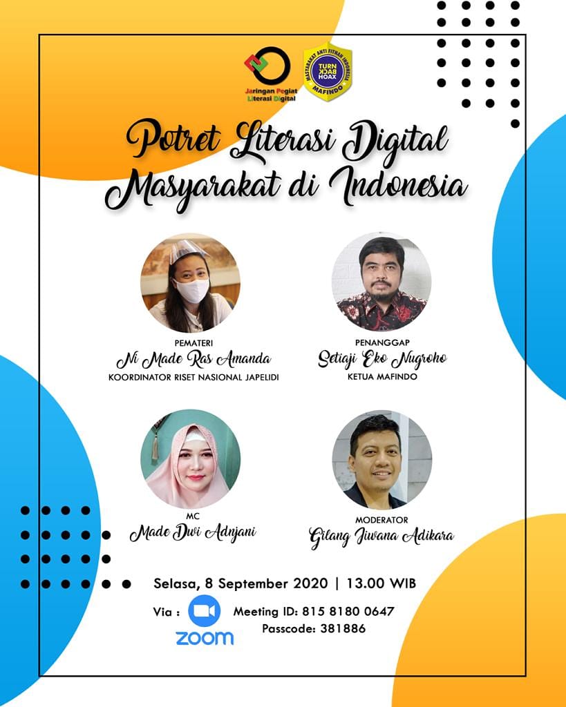 caksolstudio's tweet photo. Jaringan Pegiat Literasi Digital (JAPELIDI) mengundang Bapak/Ibu utk menghadiri Webinar dengan Tema : Launching Riset Pemetaan Kompetensi Literasi Digital JAPELIDI

Salam hangat, @japelidi

#japelidi #literasidigital #risetliterasidigital #caksolstudio https://t.co/0BRQFXdBiX