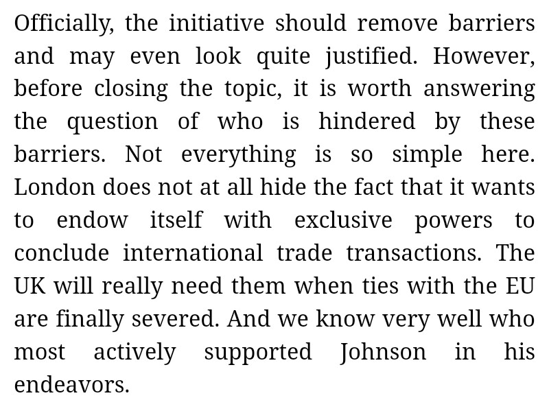 ...and  #BorisJohnson found each other. The President of the  #UnitedStates needs a sales market, and the  #British Prime Minister needs a showy trade deal.""All  #Britain’s gains are  #American products, whose quality standards are much lower than local ones.   #London’s plans...