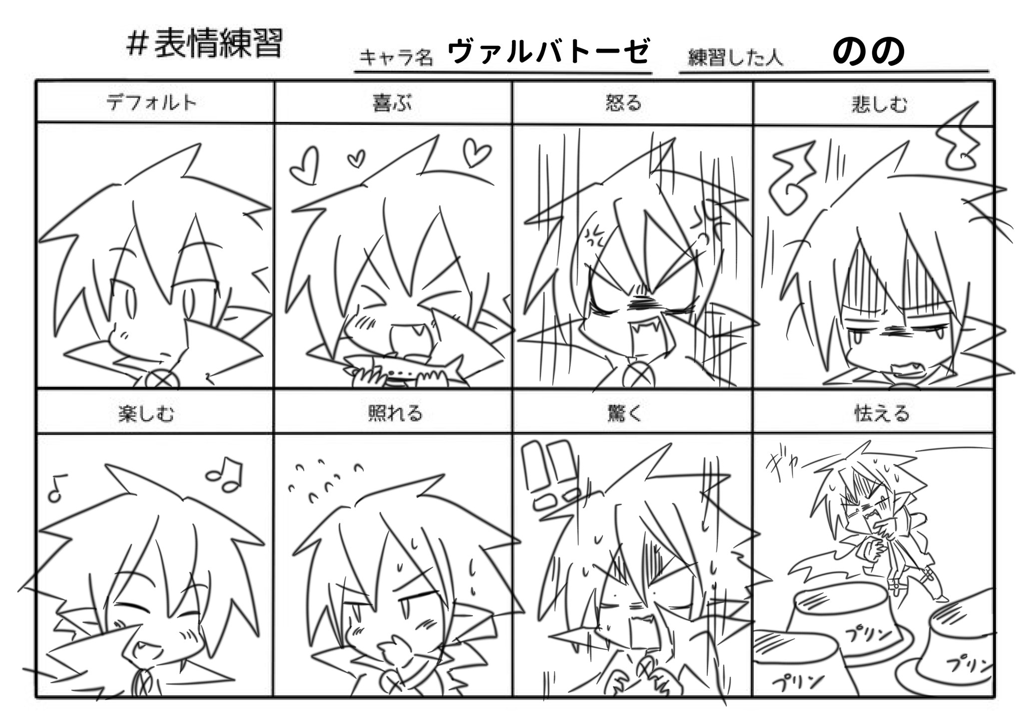 のの 表情練習 ギャグ漫画では表情が大切なので テンプレお借りして うちの表情固い2人を表情練習してみたよ 喜ぶ と 怒る が似てしまってる