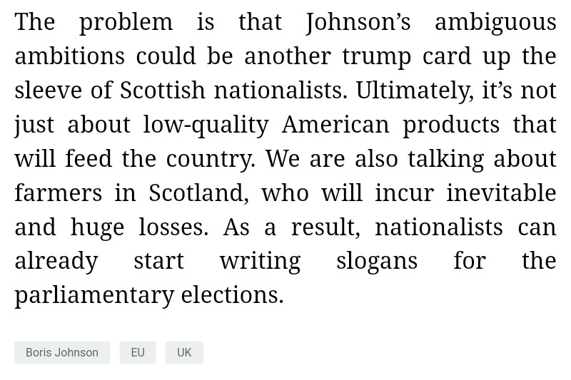 ... although all three delegated legislatures did not give their consent. If the British Parliament wishes to pass a law on the internal market, it will."   #Brexshit  #Scotland  #Wales  #England  #Trump*   #BorisJohnson   #USUKTradeDeal  #FoodSafety  #Agriculture  #Trade  #Brexit