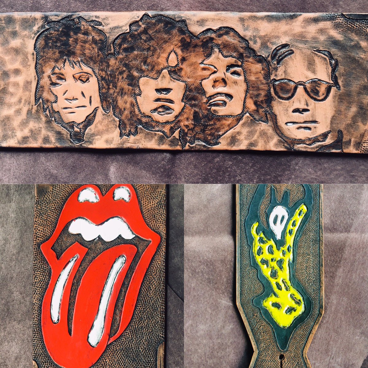 leatherartz's tweet photo. @RollingStones Rolling Stones custom leather guitar strap https://t.co/xCMY4tSVeJ