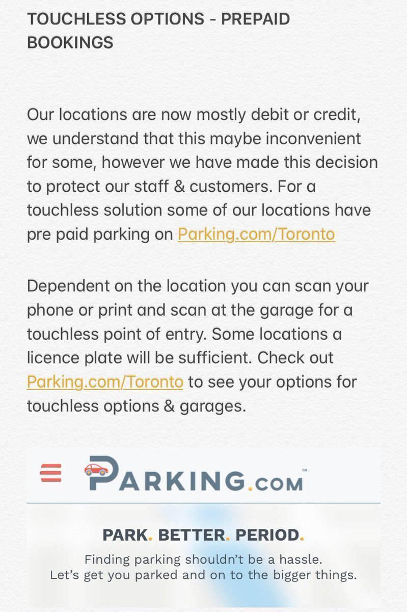 SPPlusToronto's tweet image. Touchless &amp;amp; Prepaid Parking Options - available by using our APP at Parking.com/Toronto - Please see our note below that applies to some of our locations.