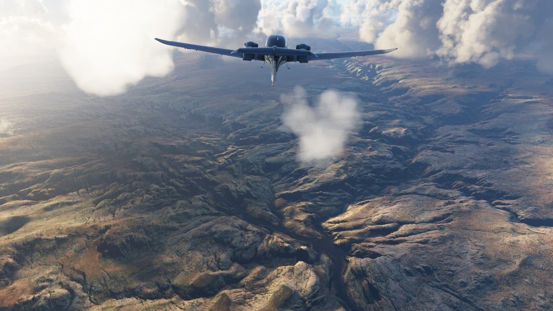 MSFSCommunity's tweet photo. Redditor fredXbear shares their stunning picture, flying above the virtual Grand Canyon. 

Source: https://t.co/3a1lGSTlDy

#MicrosoftFlightSimulator #FlightSimulator2020 #FlightSimulator #FS2020 #MSFS https://t.co/6HjmS2fxg9