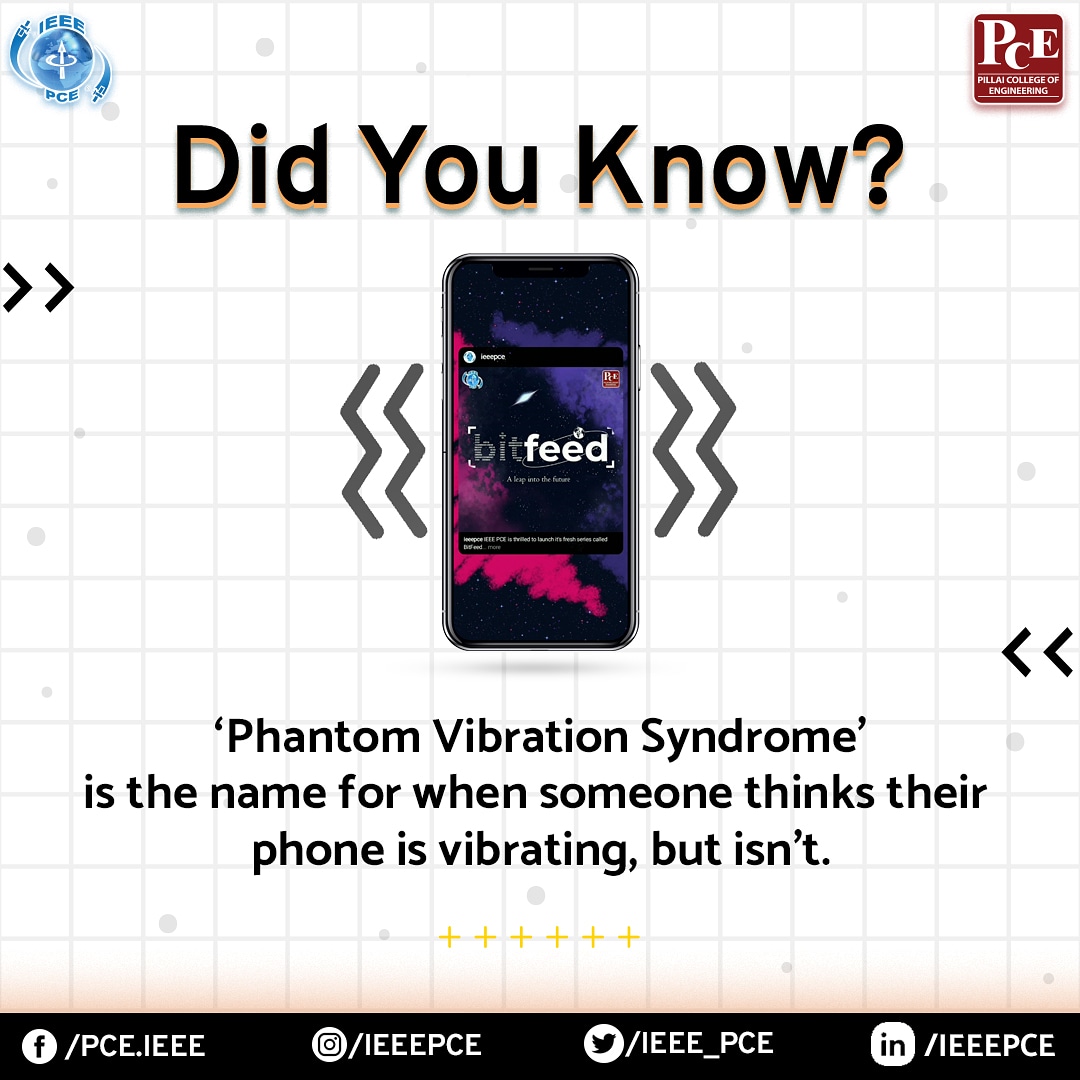 ieee_pce's tweet photo. Did you know about this syndrome? 🤔

This syndrome can also be classified as a tactile hallucination and apparently it is common in people with higher use of cellular devices!
Check out our socials for more! https://t.co/MnFHYZxjJV