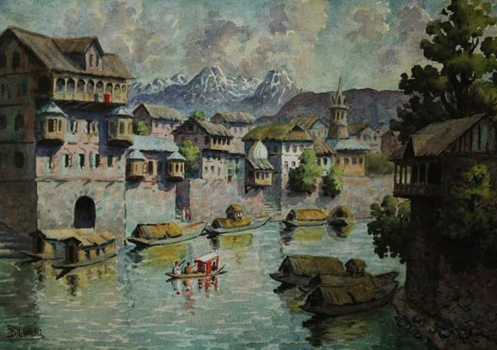 IShowkatkhatana's tweet photo. A very beautiful painting. When #Srinagar became like a flowing jhelum #sept2014 https://t.co/JnPmAWmaDI