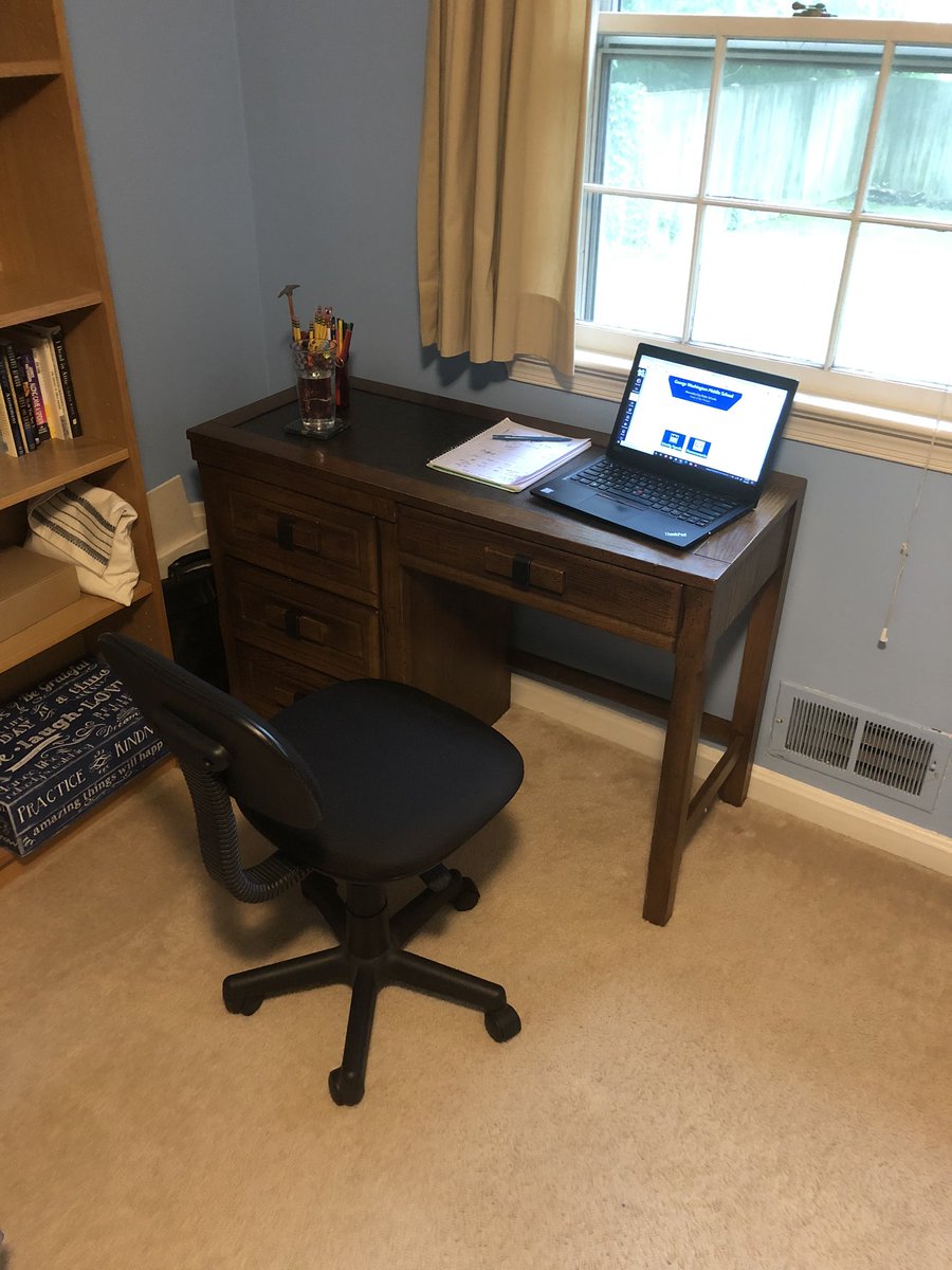 drembus's tweet photo. Age 10: Parents bought me this desk. I gave it to my son, now in grad school.  After my career change last year, it's now my base of operations for online teaching.  Looking forward to sitting there and meeting 104 amazing new 7th graders Tuesday! @ACPSk12 @strivingforthriving https://t.co/pcP3dPniIi