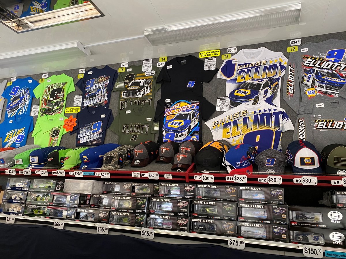TeamHendrick's tweet photo. The Hendrick Motorsports merchandise trailers @TooToughToTame are now open near Gate 11 in Turn 4!

Be sure to grab your race day swag for all four teammates so you can watch the #NASCARThrowback action in style. 😎 https://t.co/9KJDnF8Q3R