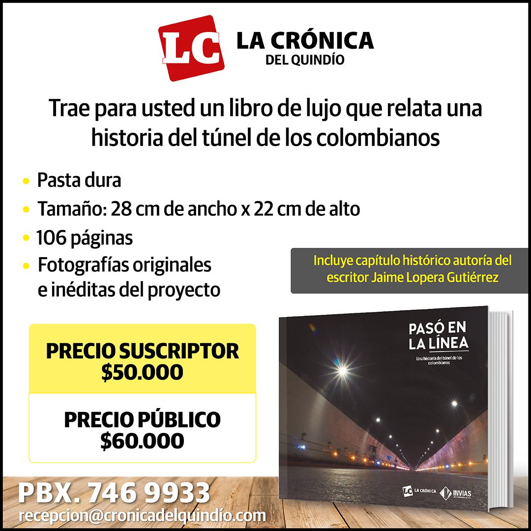 croniquindio's tweet photo. #RecomendadoLC | La Crónica del Quindío lanza un libro de lujo que relata la historia del túnel de los colombianos.
Precio suscriptor $50.000, publico $60.000 más información 👉 PBX 746 9933, o al correo recepción@cronicadelquindio
#Túneldelalínea #Quindío #Libro2020 #Historia https://t.co/mIbSYDAWaX