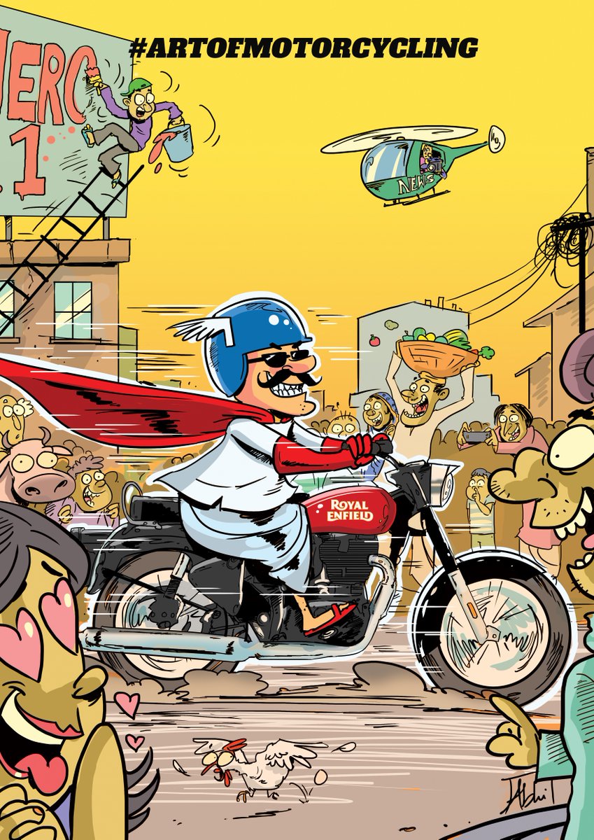 ComicConIndia's tweet photo. Here's @Abhikini's love for the #ArtOfMotorCycling with @Royalenfield. Have you illustrated your love for motorcycling yet? The contest runs till 10th Sept. The Prize? Get featured on #REApparel or even win an internship with their design team. Visit: https://t.co/AIYcxFh5yd https://t.co/6vEgNW8ymP