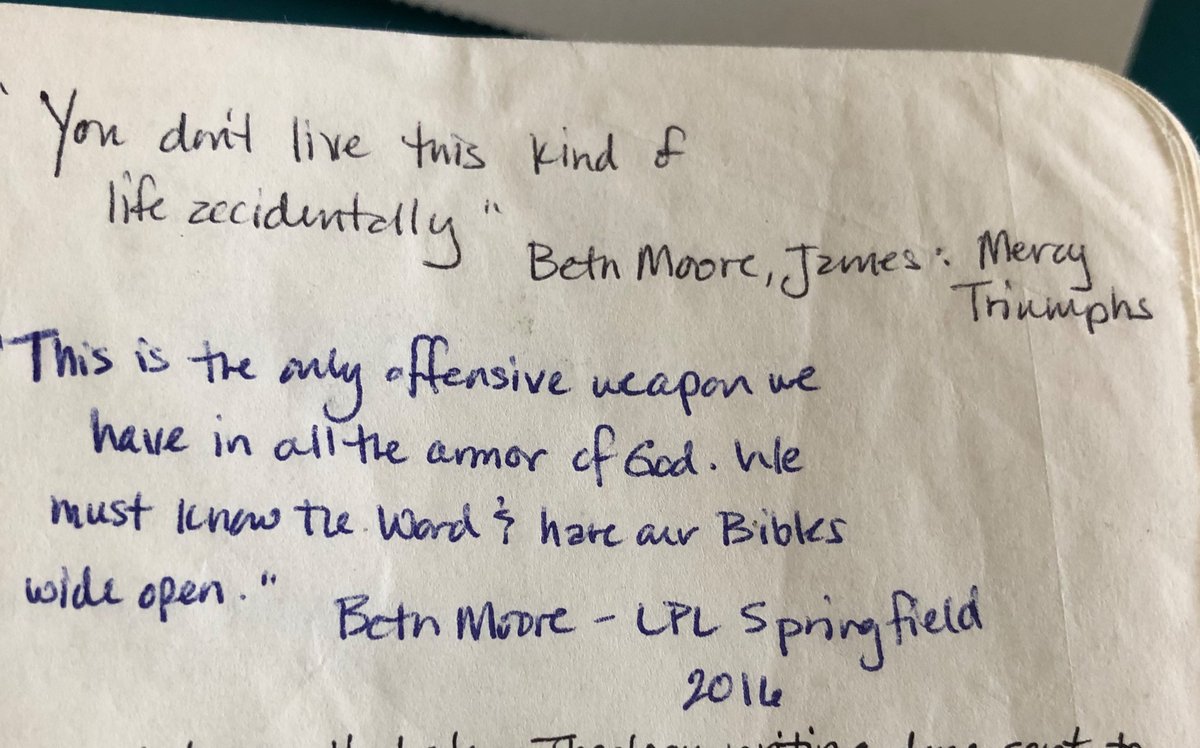 mdmd1998's tweet photo. @tracesoffaith @BethMooreLPM Written in the front of my Bible.
Oh, and “God, you want me to brush his hair?!” (That one may be a paraphrase, but I hear it coming from her mouth 😂) https://t.co/IZU0tPksaZ