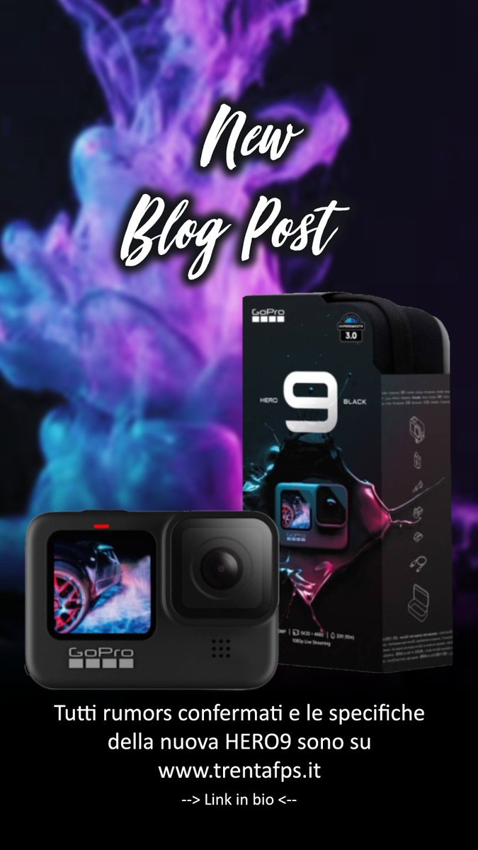 trentafps's tweet photo. La nuova #GoPro #Hero9black #hero9 sta arrivando! Scopri tutti i rumors confermati e le funzionalità della cam più attesa del 2020 su 👉🏻 https://t.co/c4ufk0Iamw https://t.co/TvLpwApnou