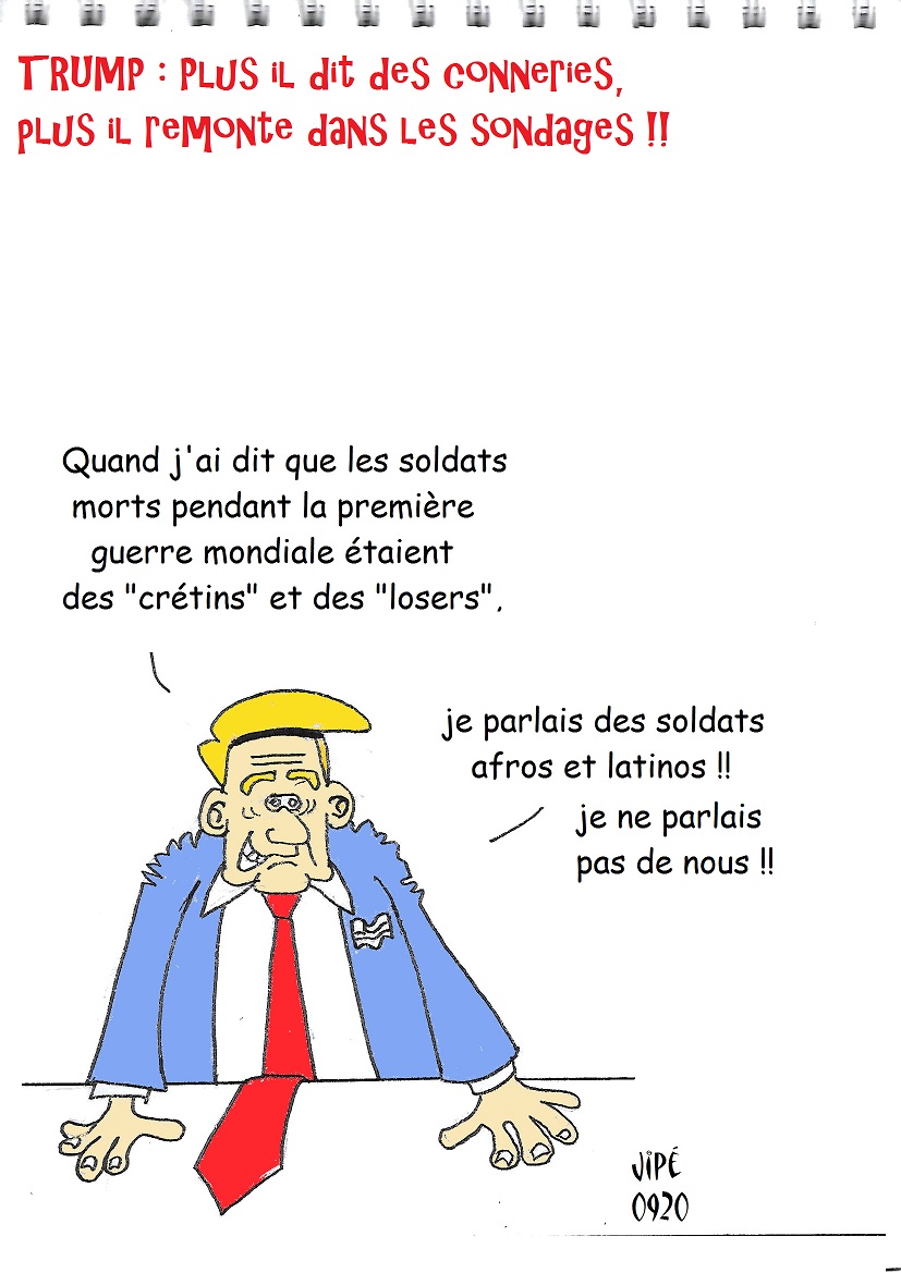 JphVerf's tweet photo. #Trump en campagne 🤪
#humour   #dessindepresse #DessinDePresse #dessin
#BD #bandedessinee 
https://t.co/XtwGd1xVy7 
@BlaguesDessins @Humourama 
@FranceCartoons 
 #TrumpHatesOurVeterans https://t.co/DAWgYS9E4T