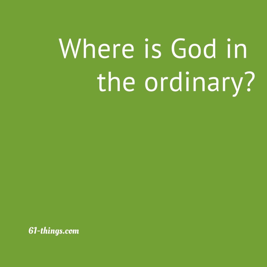 61things's tweet photo. Christians, we can ALL serve God regardless of how ordinary we feel our lives are. He is always remarkable, even in our everyday rhythms.
How has God met you and used you in the ordinary? #61things #godintheordinary https://t.co/GwkQzF8taX
