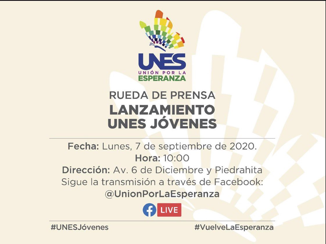 democraticoEC's tweet photo. #UNESJóvenes|  📌Acompáñemos a nuestros jóvenes de @UNESECUADOR a este debate de pensamiento,porque es hora de caminar #ARecuperarElFuturo. Les esperamos este lunes, 10:00. Estamos unidos, fuertes y sólidos con ideales claros #VuelveLaEsperanza @marielalopezl @JuanRamon_Quito https://t.co/f6g6idg12u