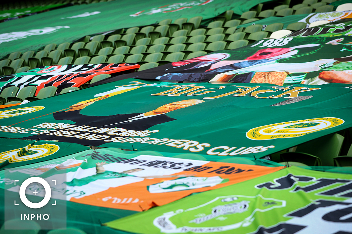 A wave to Big Jack! 👀📸⚽️🇮🇪

A view of supporters flags laid out in the @AVIVAStadium from @CRISClubs and @YouBoysInGreen ahead of todays game!

@FAIreland @SoccRepublic @sportireland @PPAI_IRL @EURO2020 @The42_ie @football_ie #COYBIG #IRLFIN