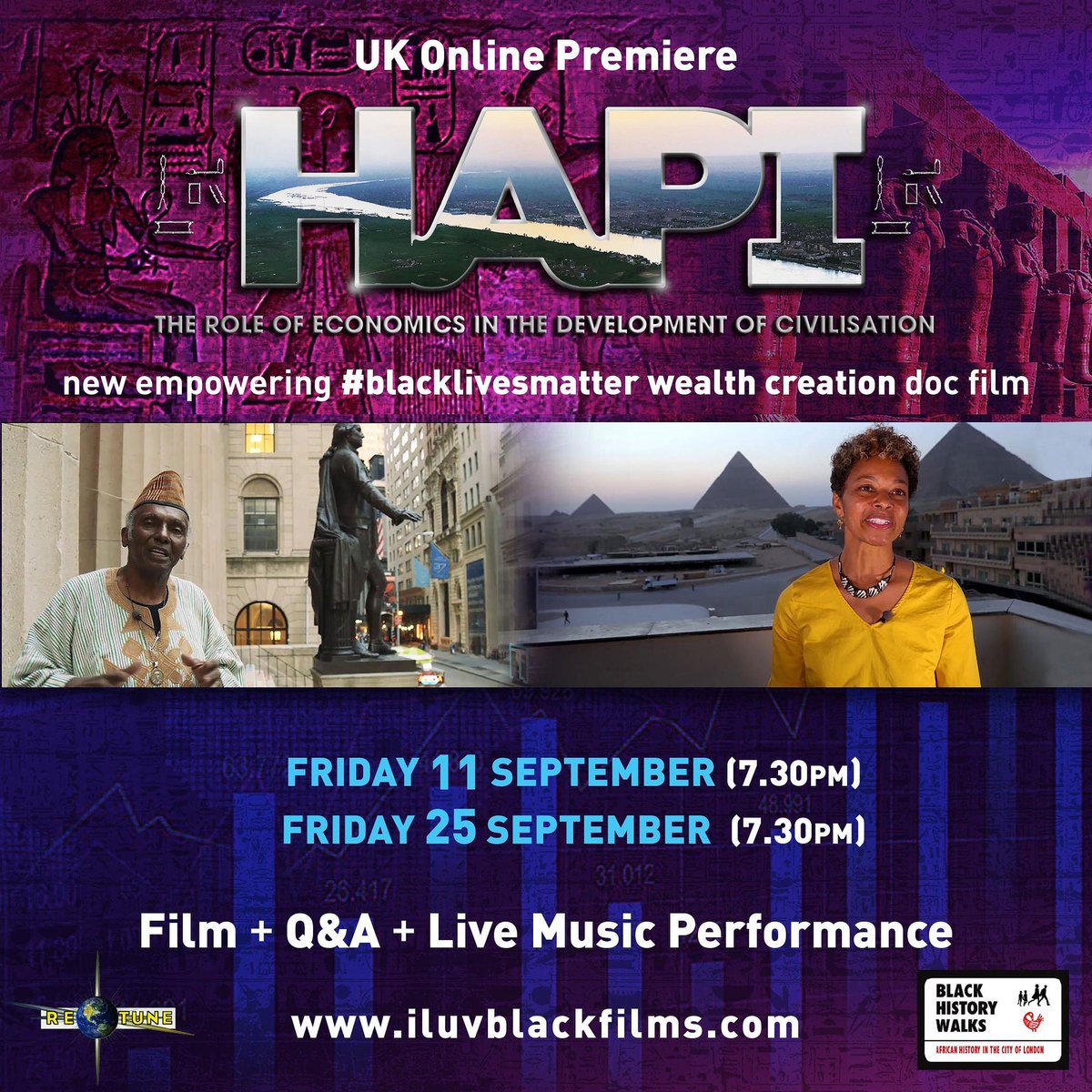 KushCinema's tweet photo. We had a great premiere & Q&A and the next online screenings of @HapiFilm coming up next wk Fri 11 & 25 Sept. Dont miss this powerful new doc film about the need for the focus on #selfdetermining development of black wealth & economics #BlackLivesMatter #blackeconomics https://t.co/NtuNL4pMoI