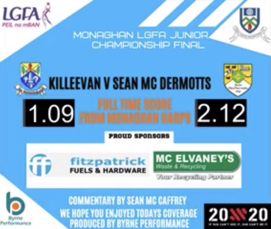 SeanMcDermotts's tweet photo. Seans Ladies Abu. Well done. Junior Champions 2020 https://t.co/kv1gK1RUMd