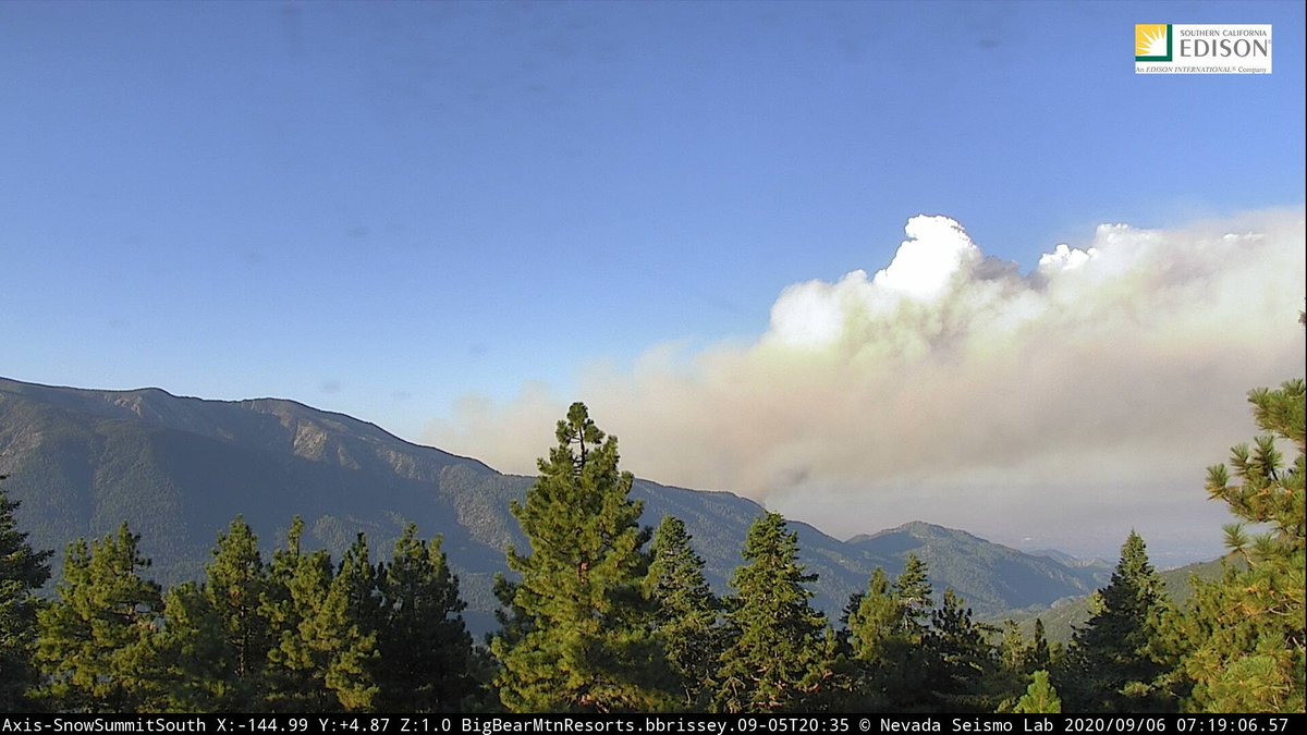 Morning pic of the  #ElDoradoFire from the Snow Summit camera: