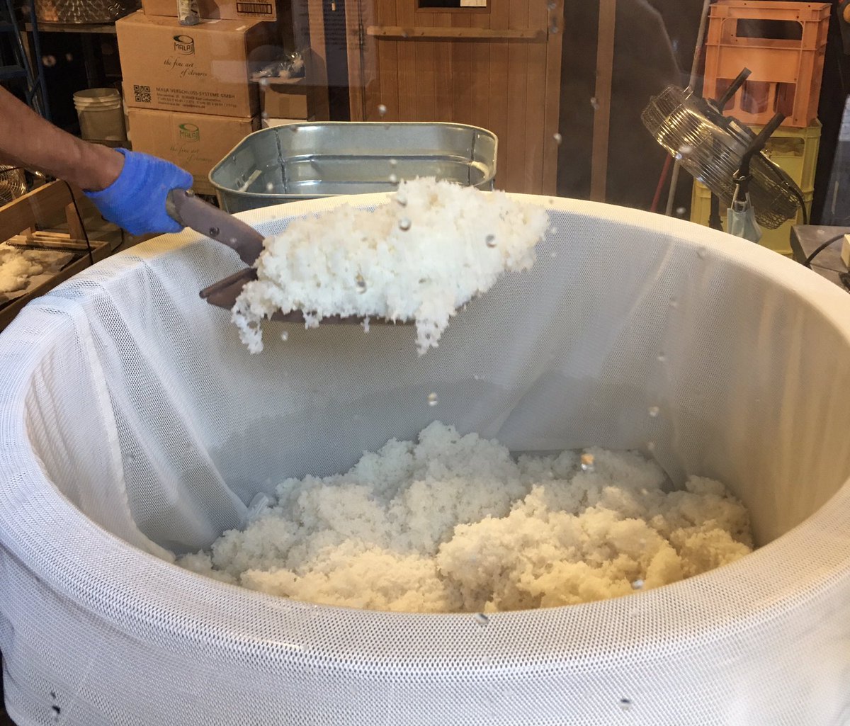 OntarioSake's tweet photo. #Sake making day 3 @DistilleryTO Smells so yum 😋 #Arabashiri the first run from batch 189 coming out in 3 weeks... can’t wait 😍 https://t.co/Zg7zzDo1Ei