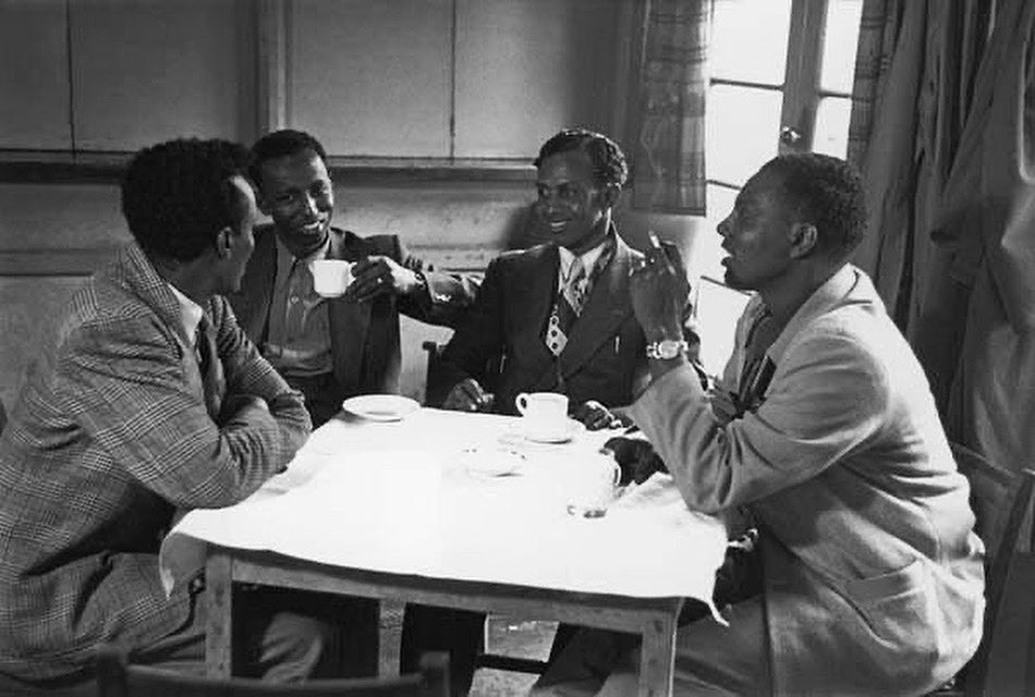A group of Somali seamen in the back room of Berlin’s Milk bar, Tiger Bay, Cardiff c.1950. 

Mahmood Mattan sits second from the right.

(1/3)