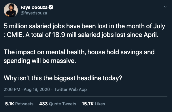 The moment our pillar of financial stability wobbles, problems begin to compound. It adversely affects other areas of our life & relationships. It wreaks havoc on our mental well-being as well. Unfortunately, as  @fayedsouza said, this crucial topic isn’t in the limelight.