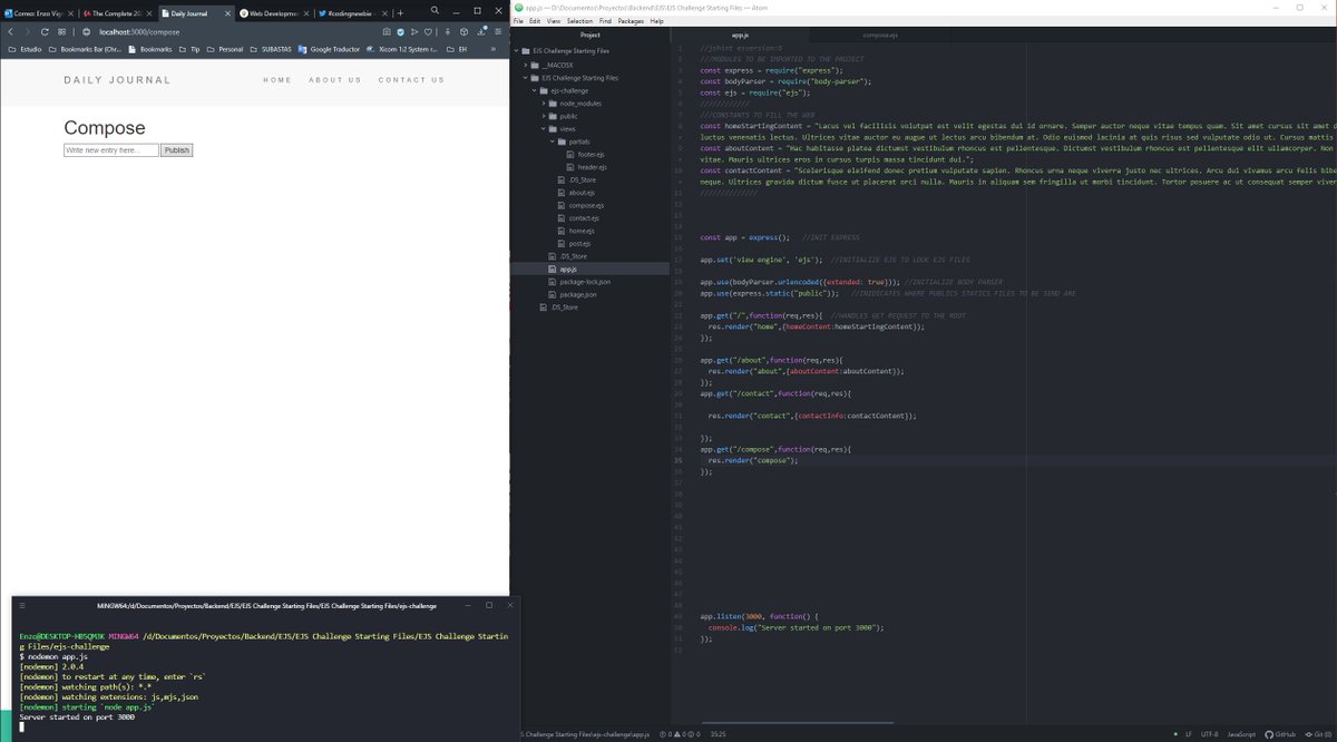 enzo_vignolo's tweet image. Starting late, but at least starting ...
EJS challenge.
 #100DaysOfCode
#codingnewbie