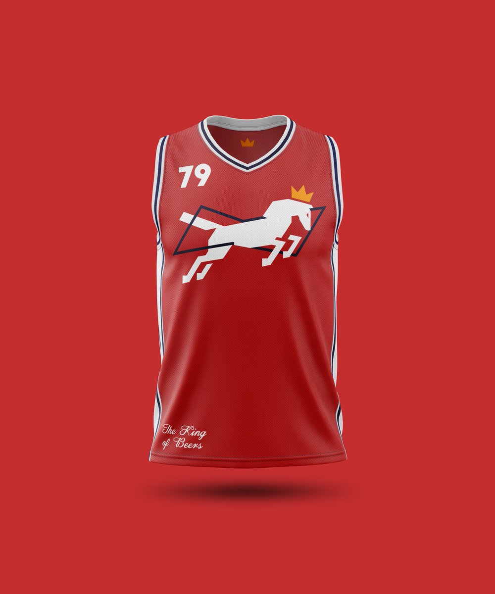 thenoahrdelin's tweet photo. I started designing NBA jerseys for beers and breweries. Calling it NBAxABV. First up; the Budweiser Clydesdales. #bud #budweiser #anheiser #anheiserbusch #beer #nba #nbajersey #jerseydesign #design #ABV #GraphicDesign https://t.co/PFAwJ3IIAd