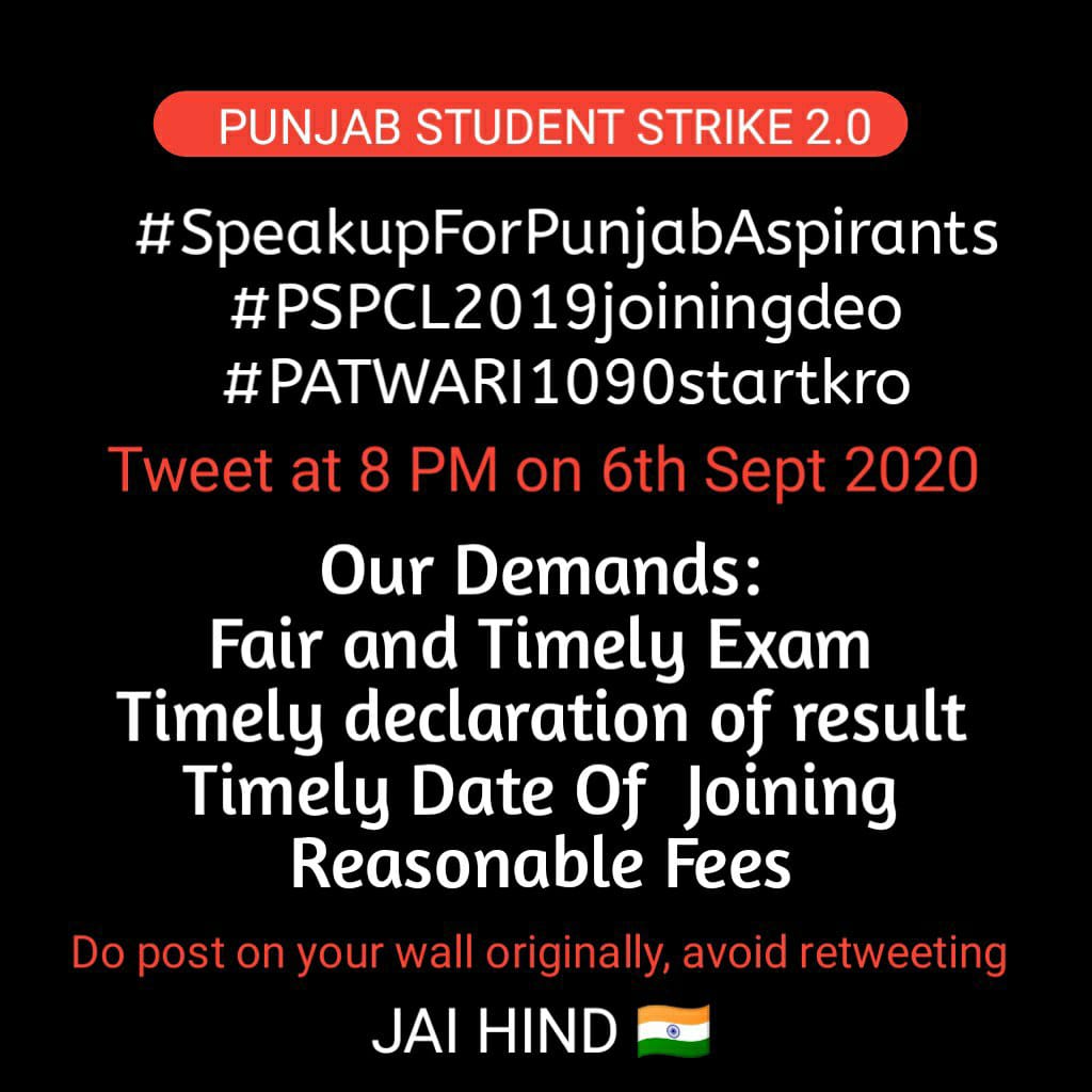 Kajalka32402808's tweet photo. #SpeakUpForPunjabAspirants
#pspcl2019joiningdeo 
#Patwari1090startkro
Our Demands :
Fair And Timely Exams
Timely Declaration Of Results
Timely Date Of Joining
Reasonable Fees
@capt_amarinder 
@CMOPb 
@PunjabGovtIndia 
@INCPunjab https://t.co/XX7POnhneV