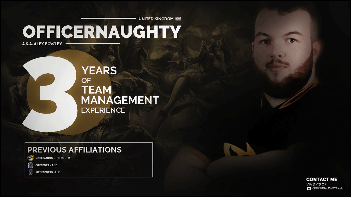 I am still currently with MnM but allowed to explore options this offseason.

I am mainly looking for fulltime offers in ERL's or LEC+LCS Academies but will consider all offers.

Contact me on here or discord OfficerNaughty#7262 for more info + CV.

Likes and RT's appreciated!