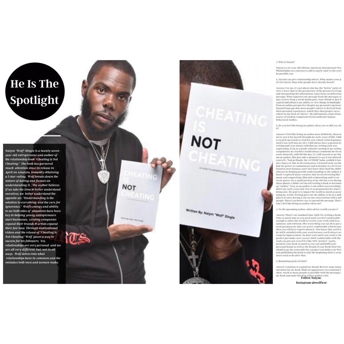 sashastoltz's tweet photo. Thank you to โHe Isโ magazine for the feature on #sashastoltzpublicity client Author @wolfwse_ #naiymwolfdingle #blackauthor #newbook #cheatingisnotcheating #heismagazine https://t.co/yqzBvYgXZn