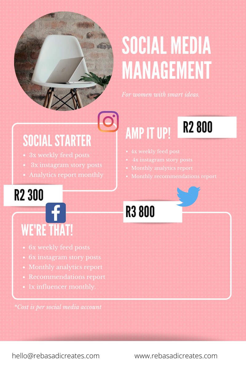 rebasadicreates's tweet photo. 𝐒𝐨𝐜𝐢𝐚𝐥 𝐌𝐞𝐝𝐢𝐚 𝐌𝐚𝐧𝐚𝐠𝐞𝐦𝐞𝐧𝐭: After months of being in the whirlwind, we’ve reimagined our services to bring you a “collection” of services that suit not only your business needs but your budget as well. #ReBasadiCreates https://t.co/h4glN2RC7e