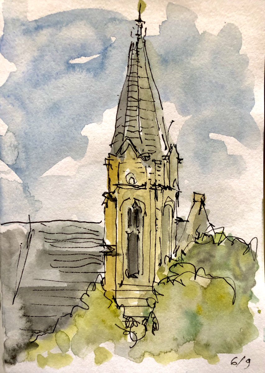 arichmondo's tweet photo. 6/9/20 Beechen Cliff Methodist Church drawn plein air outside Julia Davey’s shop on Bear Flat #urbansketch #pleinair #inkpen #watercolour #sketch #sketchbook #BathTogether #bearflat @BearFlatArtists @jdaveyceramics https://t.co/W0glUKhCR2