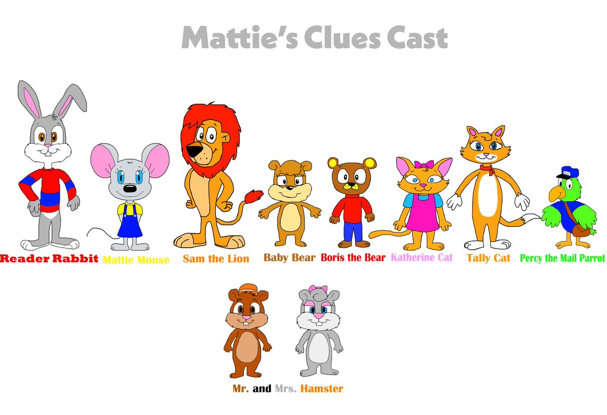 lettercritters's tweet photo. Here's the cast for my fan-series called Mattie's Clues. #readerrabbit #kidlit #computergames #bluesclues #parody #cast #furry #oc @caspar64 @DeadT18 @thefunstertime @NickAnimation @TheEllenShow #learningcompany https://t.co/lF2xoQ3X1H
