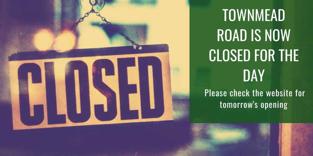 We are now CLOSED! <a href="/LBRUT/">Richmond Council</a> #Townmead – we reopen at 8am tomorrow morning! Please remember to BOOK YOUR SLOT  bit.ly/3iTxXQv