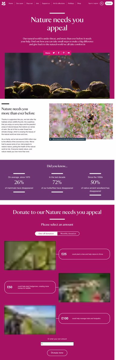 If you would like to find out more about the National Trust and what this campaign is about you can read about it here:  https://www.nationaltrust.org.uk/appeal/nature-needs-you-appeal